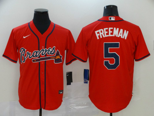 Braves 5 Freddie Freeman Red 2020 Nike Cool Base Jersey