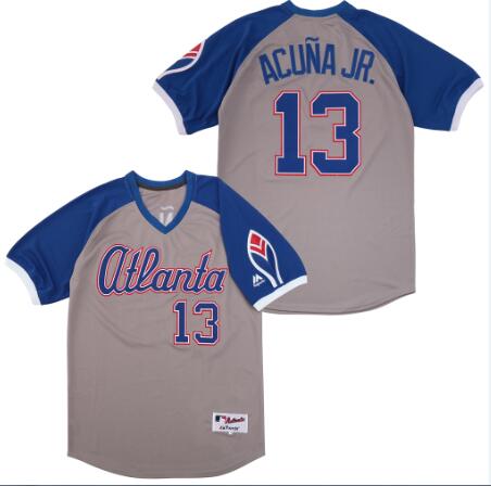 Braves 13 Ronald Acuna Jr. Gray Turn Back The Clock Jersey