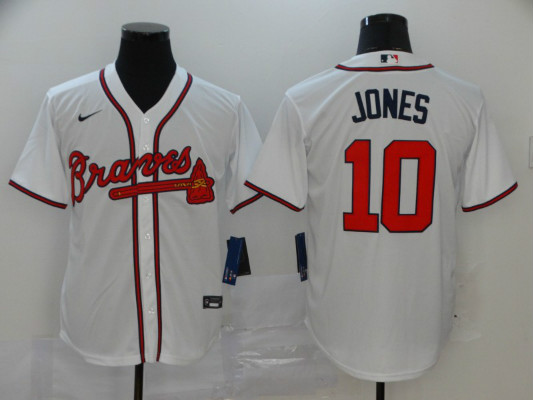 Braves 10 Chipper Jones White 2020 Nike Cool Base Jersey