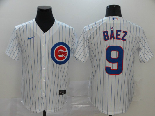 Cubs-9 Javier Baez White 2020 Nike Cool Base Jersey