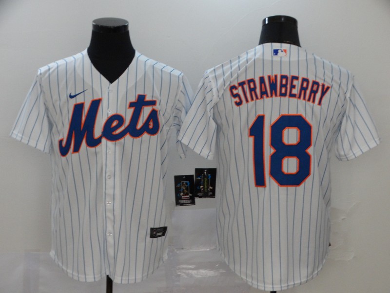 Mets 18 Darryl Strawberry White 2020 Nike Cool Base Jersey