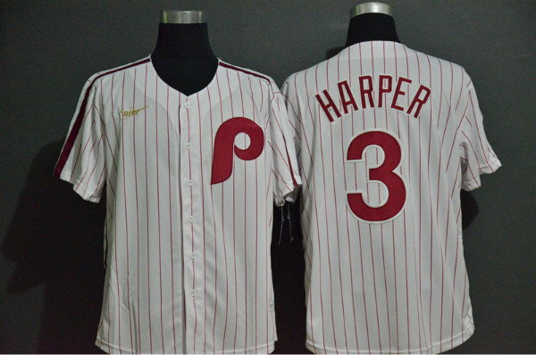 Phillies 3 Bryce Harper White 2020 Nike Throwback Cool Base Jersey