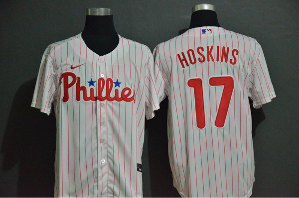 Phillies 17 Rhys Hoskins White 2020 Nike Cool Base Jersey
