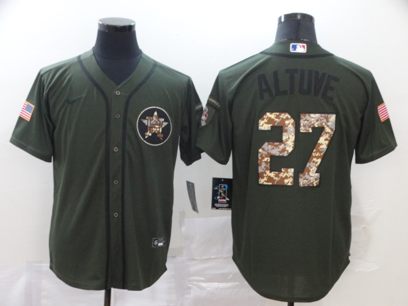 Astros 27 Jose Altuve Olive 2020 Nike Cool Base Jersey