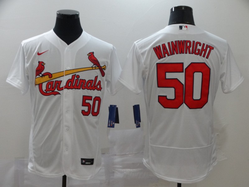 Cardinals 50 Adam Wainwright White 2020 Nike Flexbase Jersey