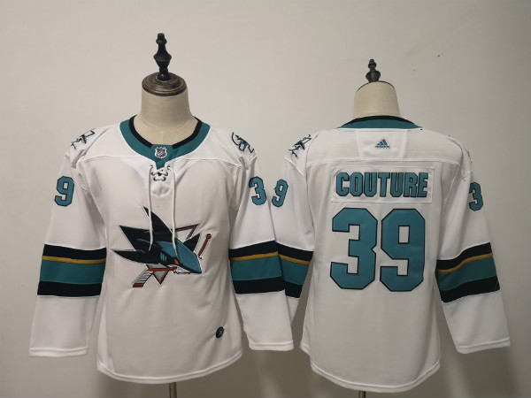 Sharks 39 Logan Couture White Youth Adidas Jersey