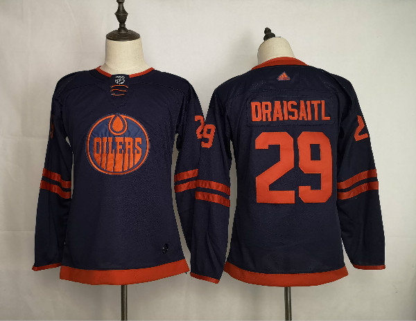 Oilers 29 Leon Draisaitl Navy Youth 50th Anniversary Adidas Jersey