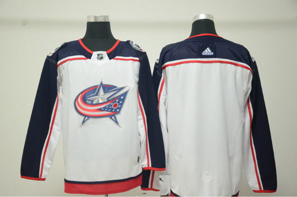 Blue Jackets Blank White Adidas Jersey