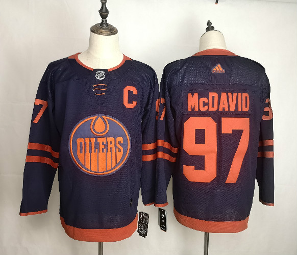 Oilers 97 Connor McDavid Navy 50th Anniversary Adidas Jerseys