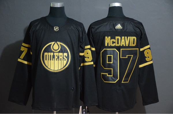 Oilers 97 Connor McDavid Black Gold Adidas Jersey