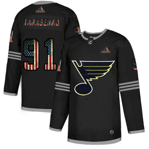 Blues 91 Vladimir Tarasenko Black USA Flag Fashion Adidas Jersey