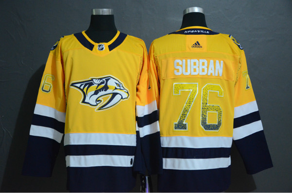 Predators 76 P.K. Subban Yellow Drift Fashion Adidas Jersey