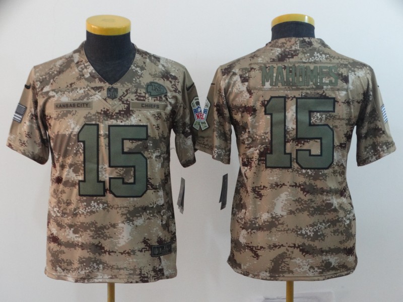 Nike Chiefs 15 Patrick Mahomes Camo Youth Salute To Service Limited Jersey