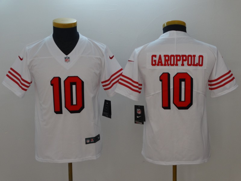 Nike 49ers 10 Jimmy Garoppolo White Youth Color Rush Youth Vapor Untouchable Limited Jersey