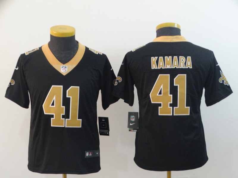 Nike Saints 41 Alvin Kamara Black Youth Vapor Untouchable Limited Jersey