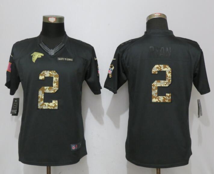Nike Falcons 2 Matt Ryan Anthracite Women Salute To Service Limited Jersey