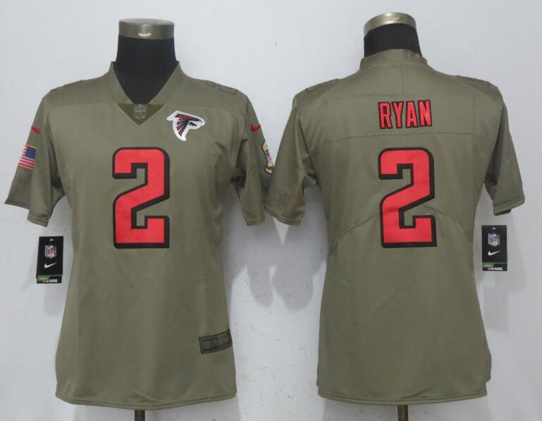 Nike Falcons 2 Matt Ryan Olive Women Salute To Service Limited Jersey