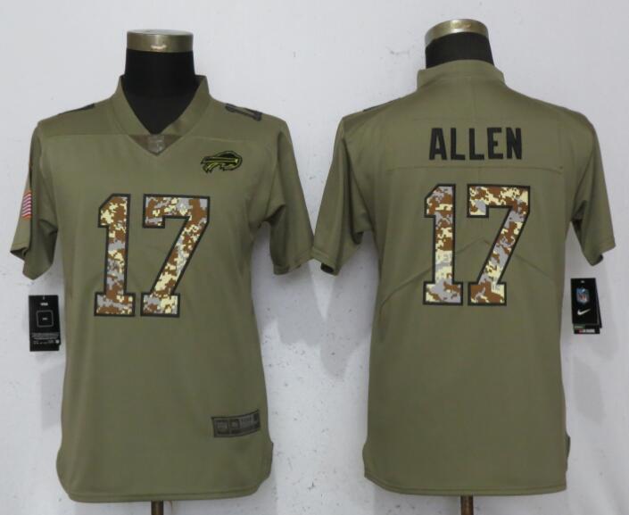Nike Bills 17 Josh Allen Olive Camo Women Salute To Service Limited Jersey