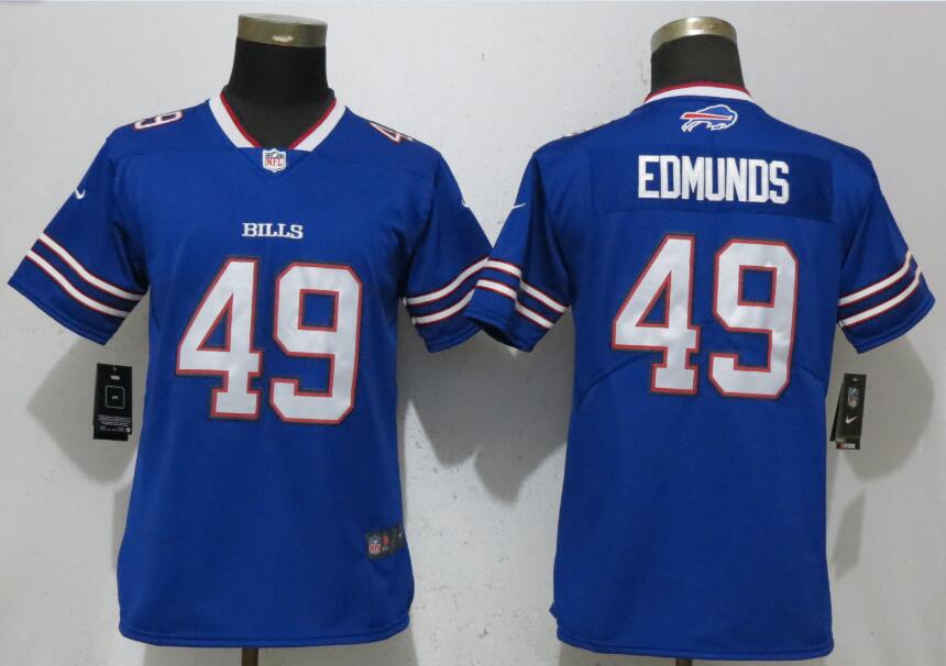 Nike Bills 49 Tremaine Edmunds Royal Women Vapor Untouchable Limited Jersey