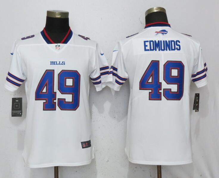 Nike Bills 49 Tremaine Edmunds White Women Vapor Untouchable Limited Jersey