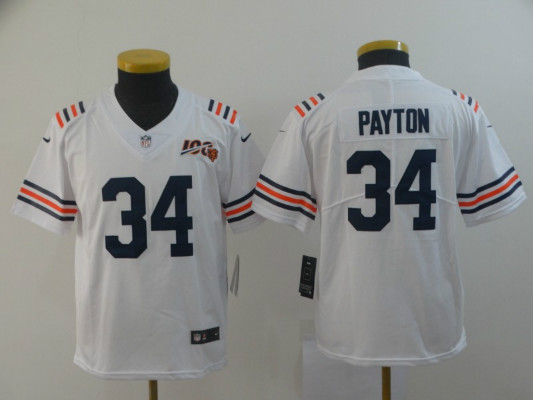 Nike Bears 34 Walter Payton White Youth 2019 100th Season Alternate Classic Retired Vapor Limited Jersey