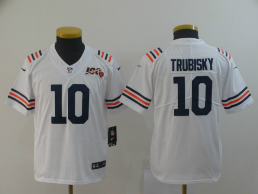 Nike Bears 10 Mitchell Trubisky White Youth 2019 100th Season Alternate Classic Vapor Limited Jersey
