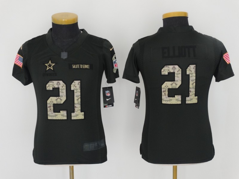 Nike Cowboys 21 Ezekiel Elliott Anthracite Salute To Service Youth Limited Jersey