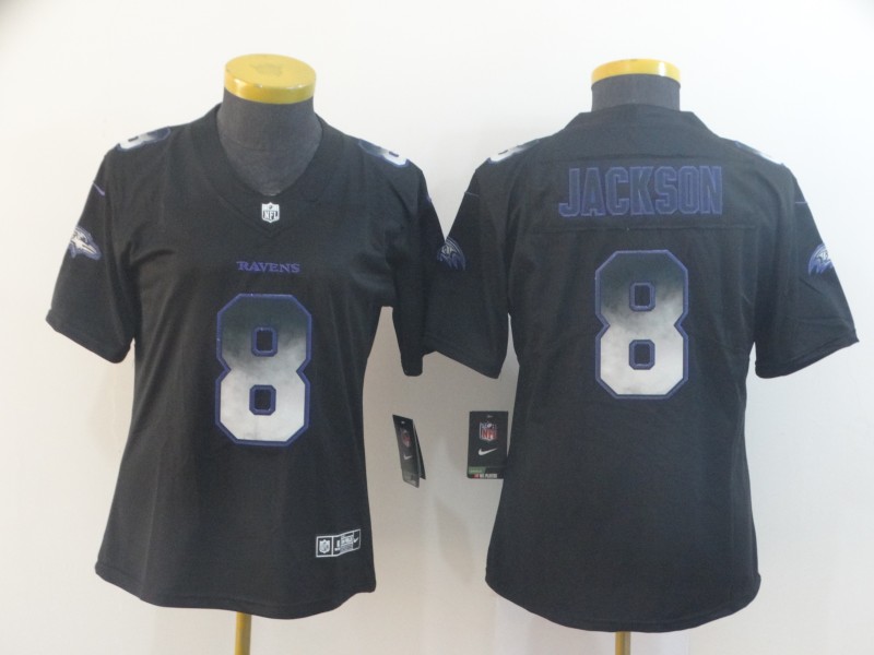 Nike Ravens 8 Lamar Jackson Smoke Women Vapor Untouchable Limited Jersey