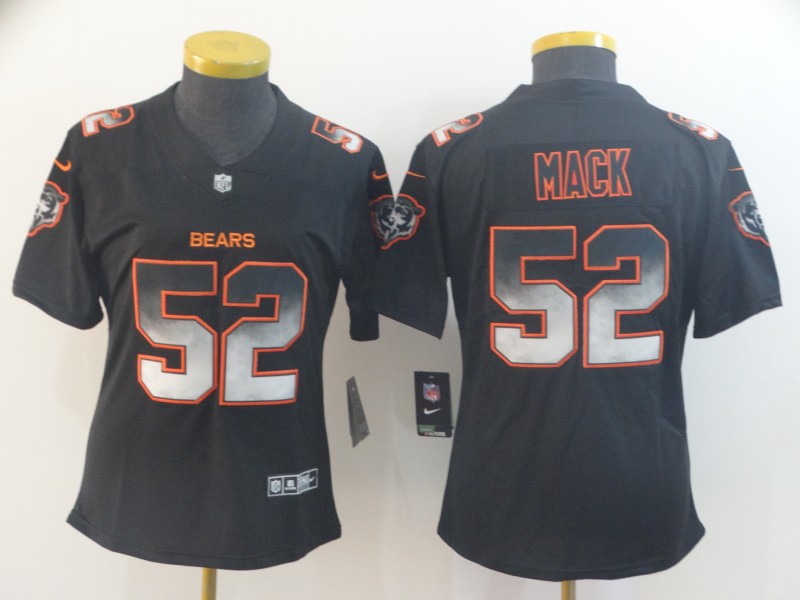Nike Bears 52 Khalil Mack Black Arch Smoke Women Vapor Untouchable Limited Jersey