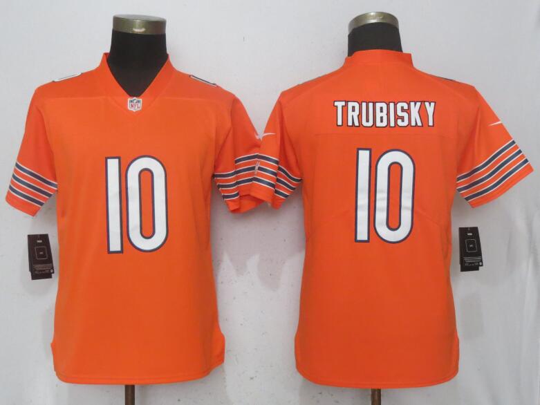 Nike Bears 10 Mitchell Trubisky Orange Women Vapor Untouchable Limited Player Jersey