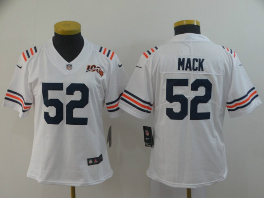Nike Bears 52 Khalil Mack White Women 2019 100th Season Alternate Classic Vapor Untouchable
