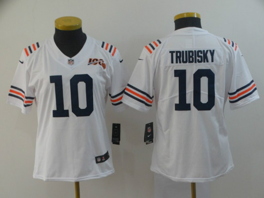 Nike Bears 10 Mitchell Trubisky White Women 100th Season Alternate Classic Vapor limited Jersey