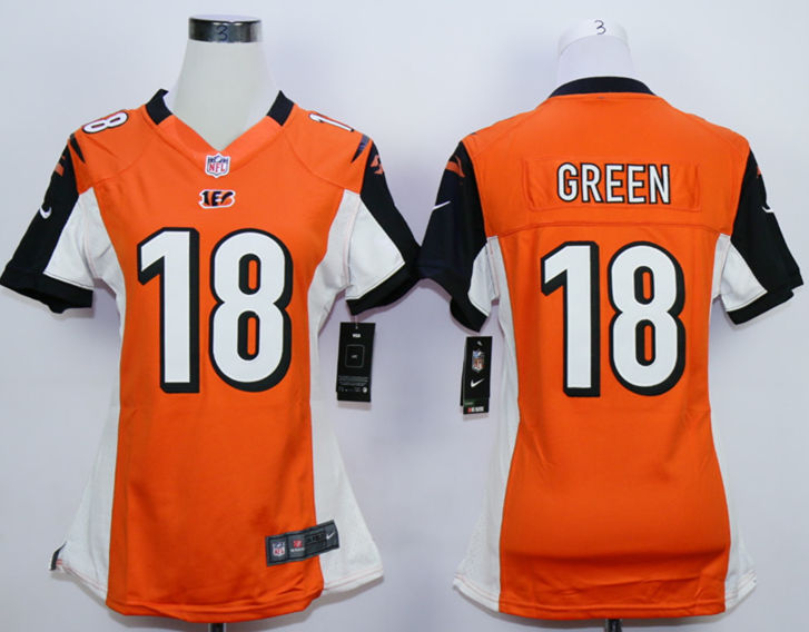 Nike Bengals 18 A.J. Green Orange Women Game Jersey