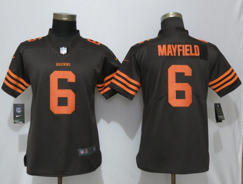 Nike Browns 6 Baker Mayfield Brown Women Vapor Untouchable Limited Jersey