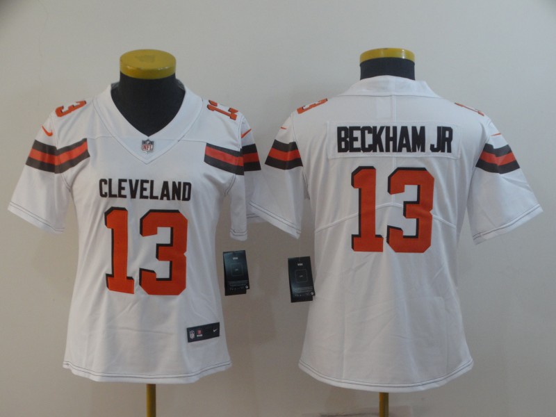 Nike Browns 13 Odell Beckham Jr White Women Vapor Untouchable Limited Jersey
