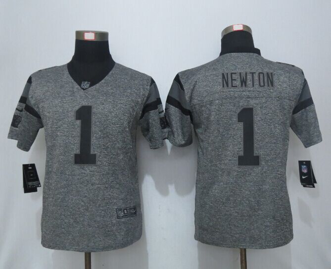 Nike Panthers 1 Cam Newton Grey Gridiron Grey Women Limited Jersey
