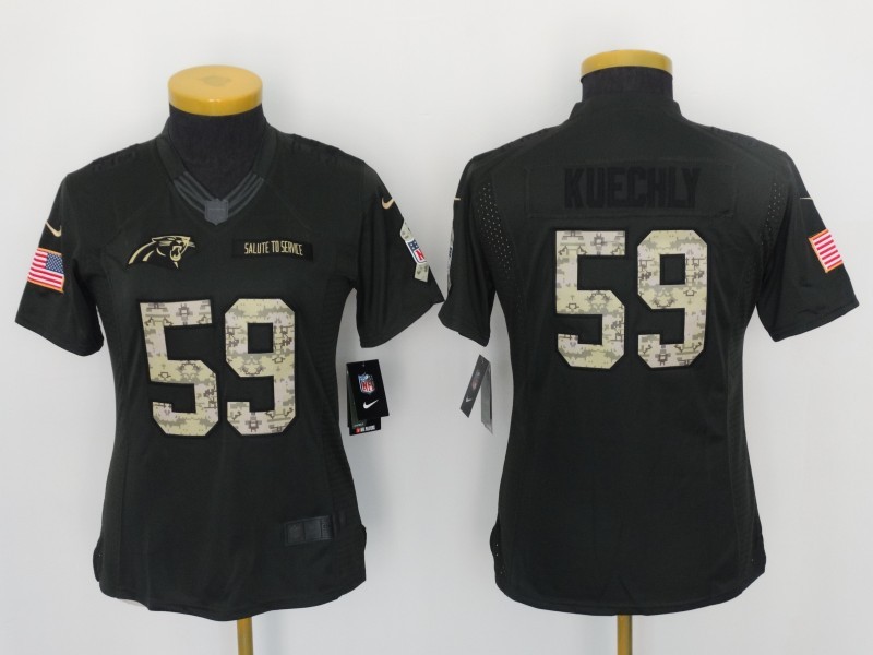 Nike Panthers 59 Luke Kuechly Anthracite Women Salute To Service Limited Jersey