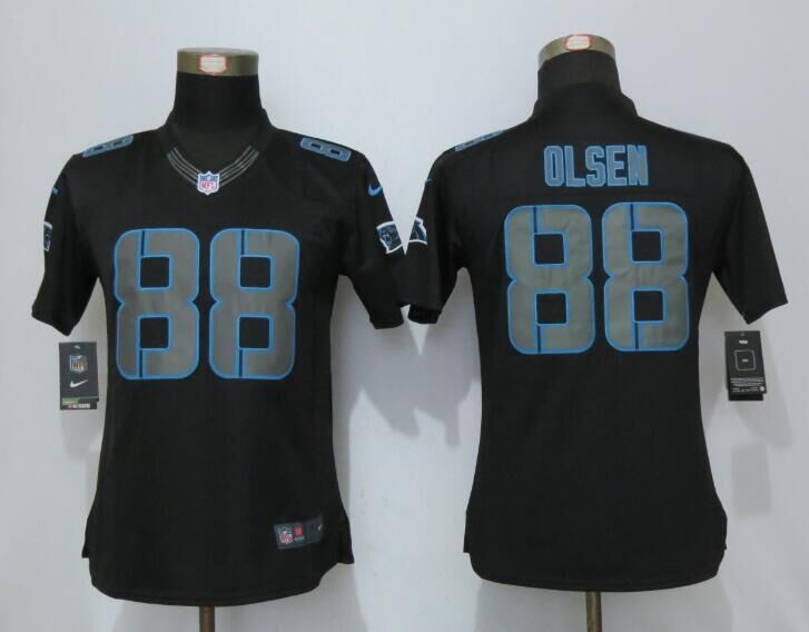 Nike Panthers 88 Greg Olsen Black Impact Limited Women Jersey