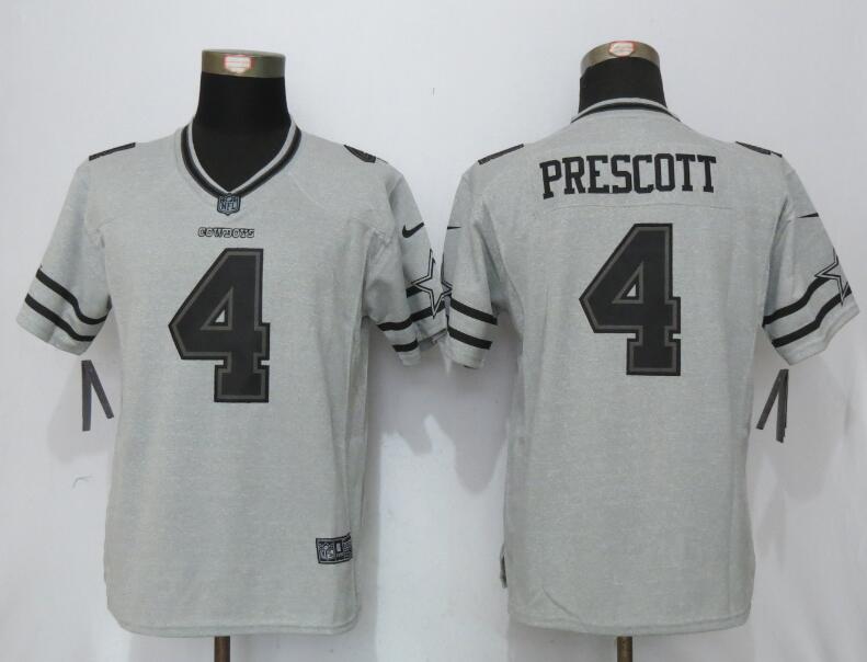 Nike Cowboys 4 Dak Prescott Gray Gridiron II Women Limited Jersey