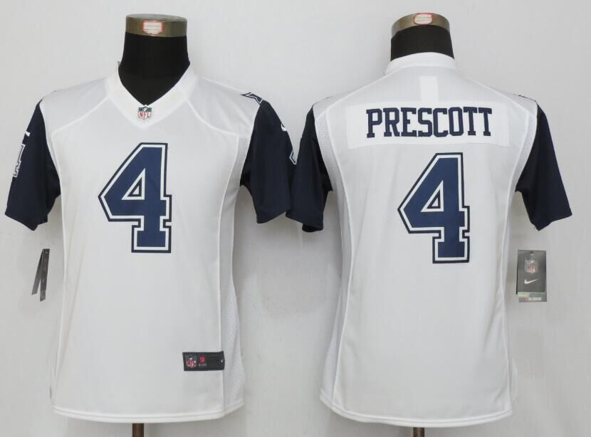 Nike Cowboys 4 Dak Prescott White Color Rush Women Limited Jersey
