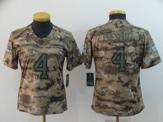 Nike Cowboys 4 Dak Prescott Camo Women Salute To Service Limited Jersey