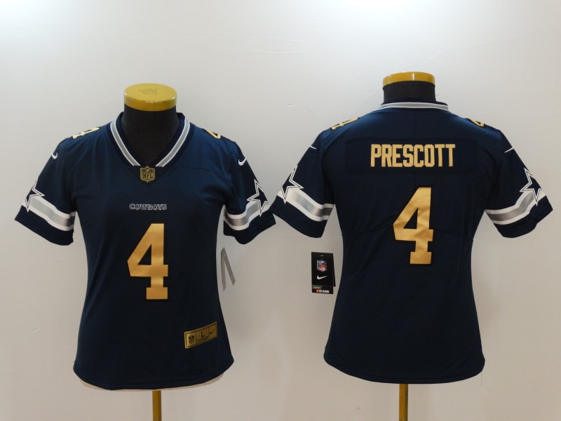 Nike Cowboys 4 Dak Prescott Navy Gold Women Vapor Untouchable Limited Jerseys