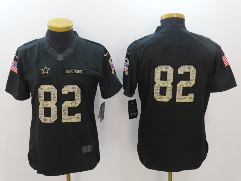 Nike Cowboys 82 Jason Witten Anthracite Salute To Service Women Limited Jersey