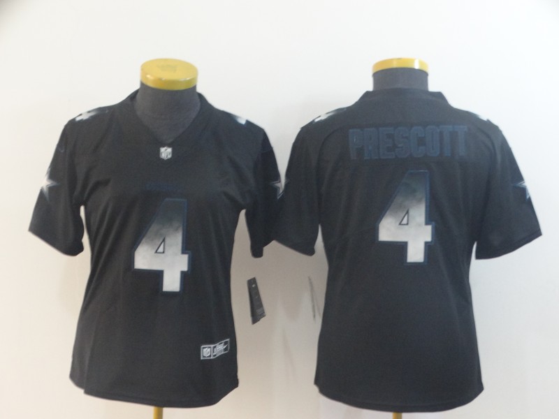 Nike Cowboys 4 Dak Prescott Black Arch Smoke Women Vapor Untouchable Limited Jersey