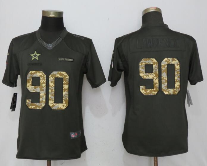 Nike Cowboys 90 DeMarcus Lawrence Anthracite Women Salute To Service Limited Jersey
