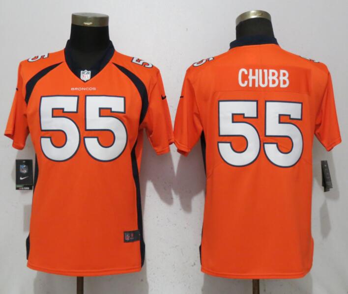 Nike Broncos 55 Bradley Chubb Orange Women Vapor Untouchable Limited Jersey