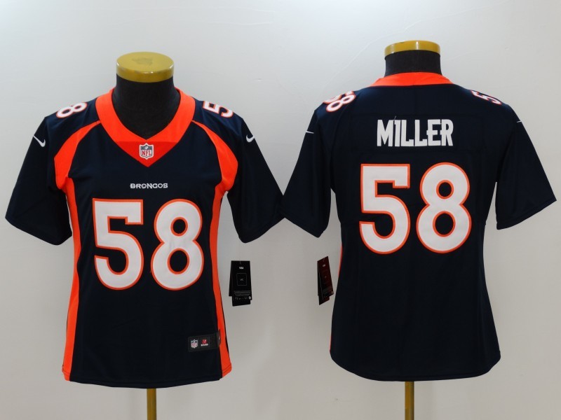Nike Broncos 58 Von Miller Navy Vapor Untouchable Women Limited Jersey