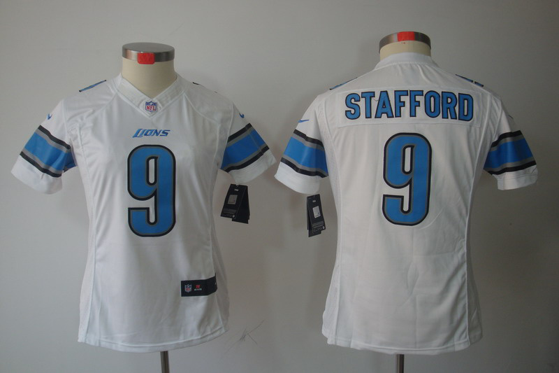 Nike Lions 9 Stafford White Women Limited Jerseys