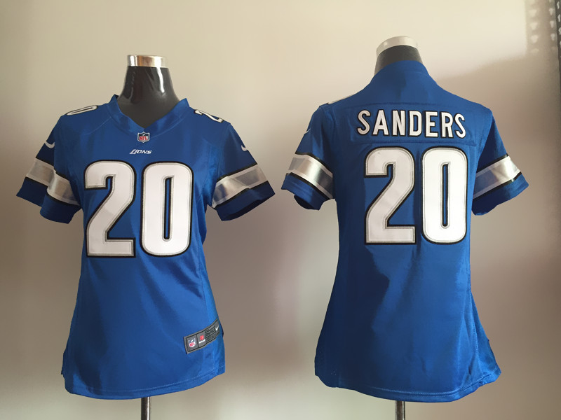 Nike Lions 20 Barry Sanders Blue Women Game Jersey
