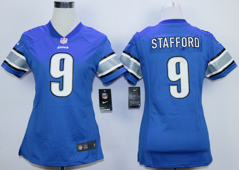 Nike Lions 9 Matthew Stafford Blue Women Game Jersey